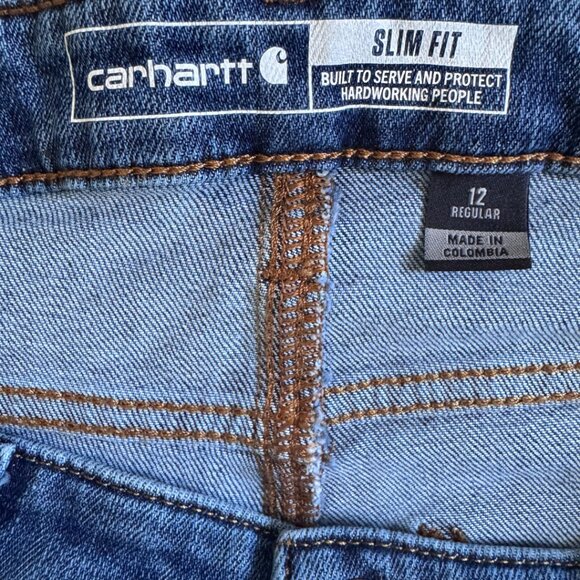 Carhartt Slim Fit Denim Blue Jeans Women's Size 12 Regular - Picture 4 of 4